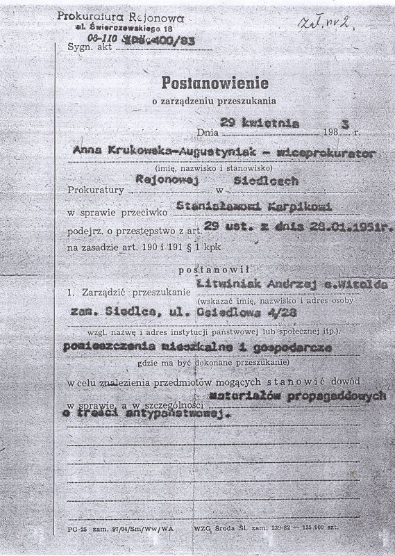 Rewizja u A. Litwiniaka. cz. 1