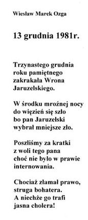Wiersz Wiesława Ozgi